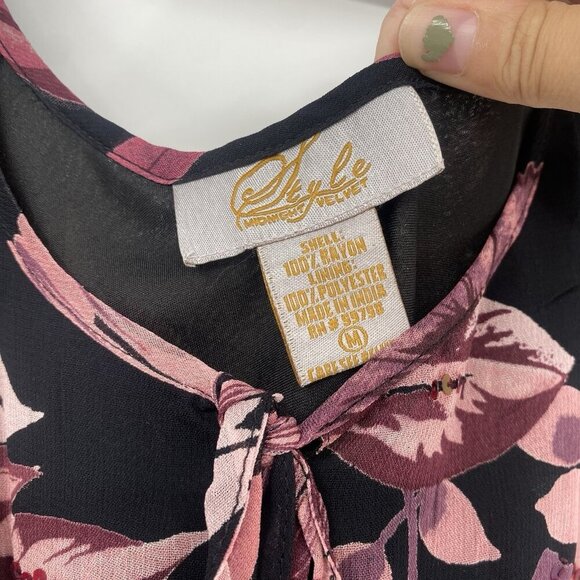 Style Midnight Velvet Dress Size Medium Midi Dress Floral Fairy Sharkbite Hem - Picture 7 of 13